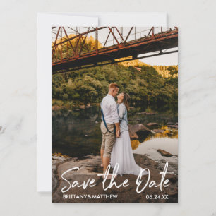 Save The Date Photo moderne manuscrite Script Couple