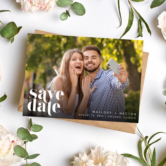Save The Date Photo moderne Mariage de typographie simple (Modern Photo Simple Typography Wedding Save The Date)