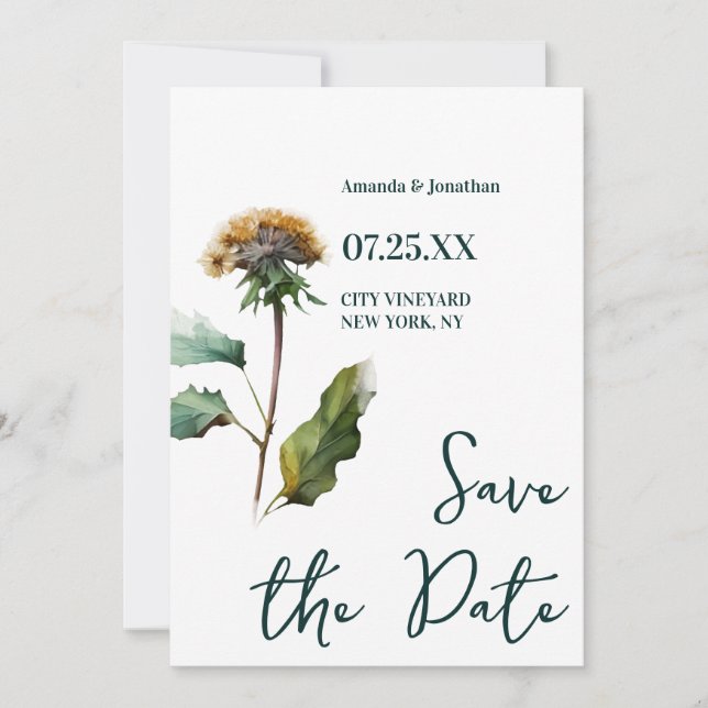 Save The Date Photo moderne Mariage floral Enregistrer la date (Devant)