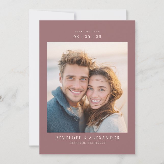 Save The Date Photo Moderne Marron Joyeux (Devant)