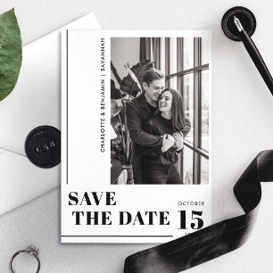 Save The Date Photo moderne minimaliste en noir et blanc