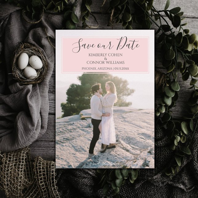 Save The Date Photo moderne pour annoncer la date | Rose (Pink Modern Photo Save the Date)