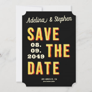 Save The Date Photo moderne Retro Light Marquee Style Broadway