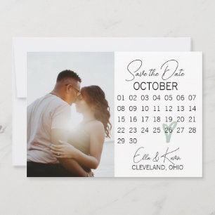 Save The Date Photo Moderne Sage Green Heart Photo Enregistrer L