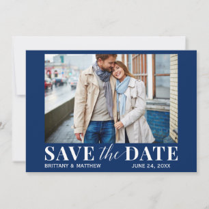 Save The Date Photo moderne tendance bleu marine