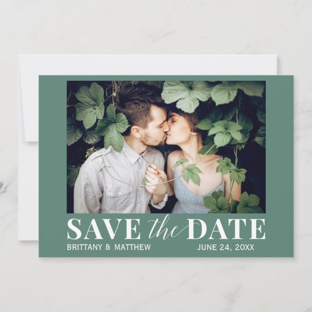 Save The Date Photo moderne tendance Eucalyptus Green (Devant)
