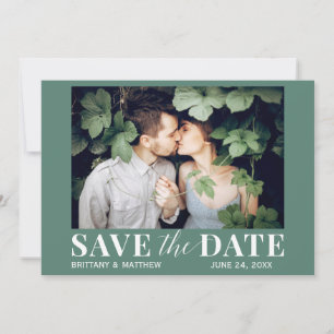 Save The Date Photo moderne tendance Eucalyptus Green