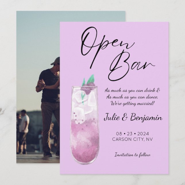 Save The Date Photo moderne violet amusante (Devant / Derrière)