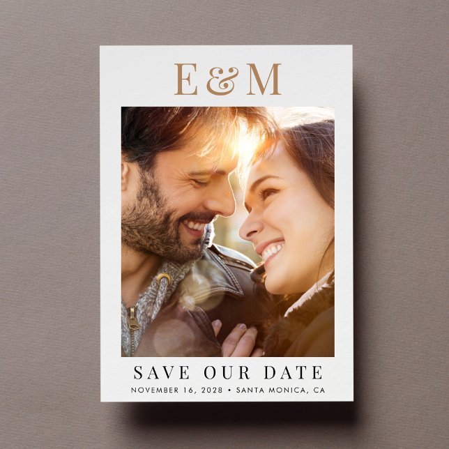 Save The Date Photo Monogramme moderne et tendance (Créateur téléchargé)