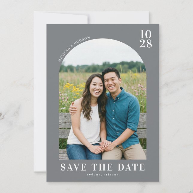 Save The Date Photo Naturel Bleu Joyeux (Devant)