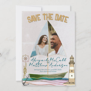 Save The Date Photo nautique Bateau à voile plat Enregistrer la 