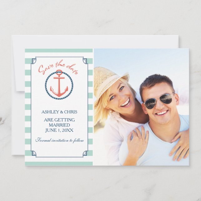 Save The Date Photo Nautique Enregistrer La Date - Ancre (Devant)