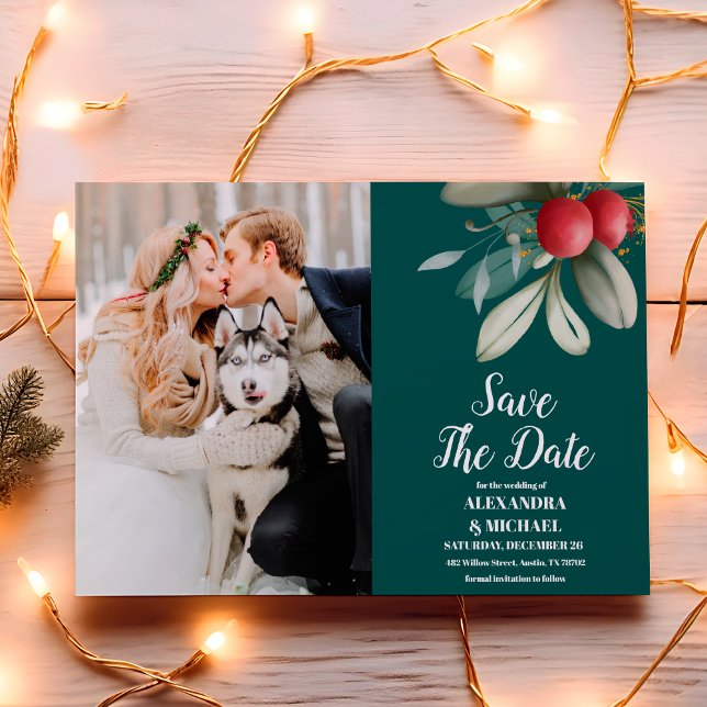 Save The Date Photo Noël Mariage de verdure hiver (Créateur téléchargé)