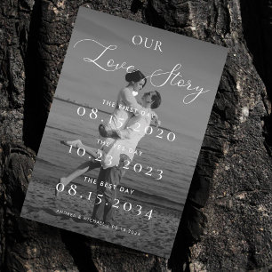 Save The Date Photo Noir Blanc Notre Histoire d'Amour Timeline M