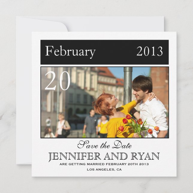 Save The Date Photo Noir Classique Enregistrez la Date (Devant)