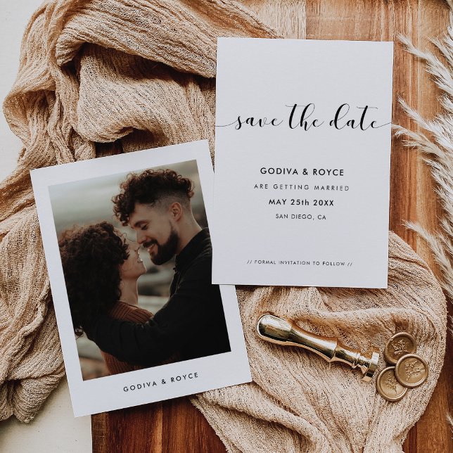 Save The Date Photo noir et blanc élégant (Créateur téléchargé)