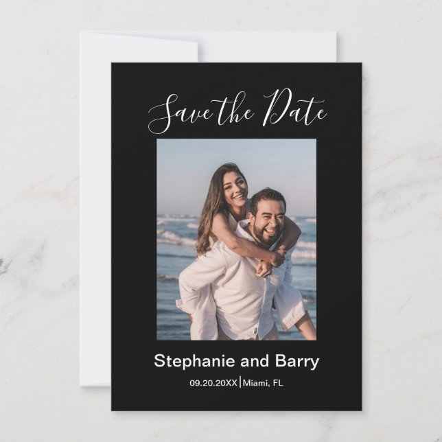 Save The Date Photo Noir Moderne (Devant)