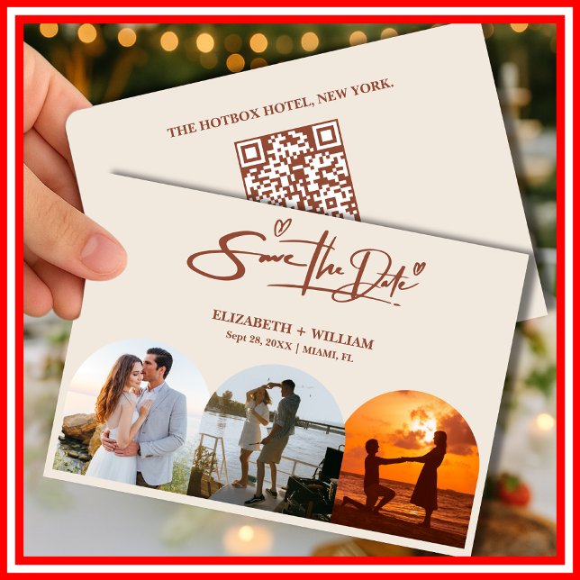 Save The Date Photo Orange Brûlé | Code QR Enregistrez la Date (Créateur téléchargé)