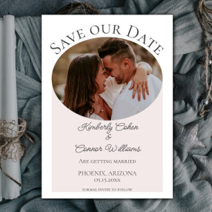 Save The Date Photo ovale simple Enregistrer la date Rose