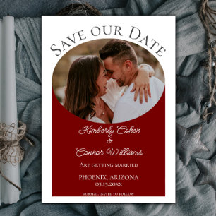 Save The Date Photo ovale simple Enregistrer la date   Rouge
