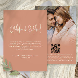 Save The Date Photo Overlay Script QR Boho Mariage Terracotta