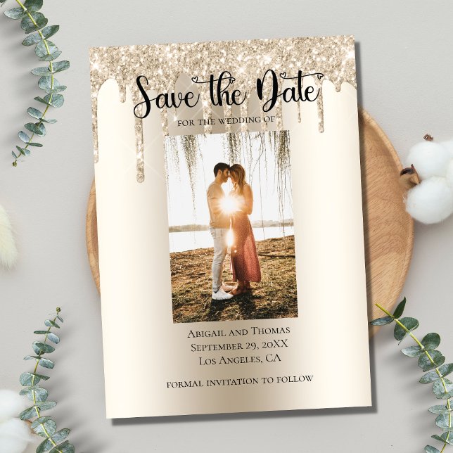 Save The Date Photo Pailleté Moderne Fiançailles (Créateur téléchargé)