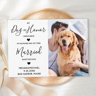 Save The Date Photo Personnalisée Chien D'Honneur Mariage animal