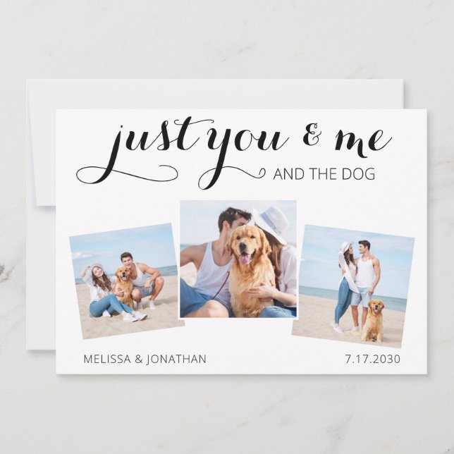 Save The Date Photo personnalisée Juste Marié Chien Mariage Fair (Devant)