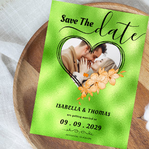 Save The Date Photo personnalisée Lime Green tendance