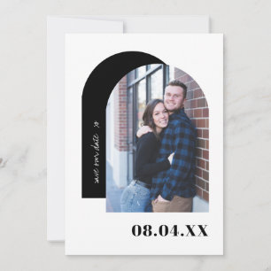Save The Date Photo personnalisée minimaliste moderne noir et bl