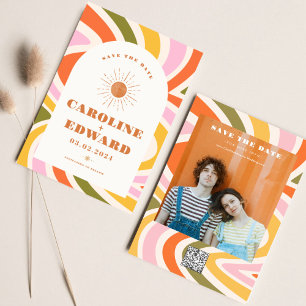 Save The Date Photo Rainbow Wavy Super Enregistrer la date Qr Co