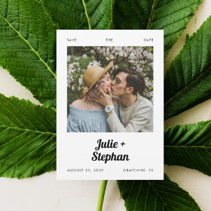 Save The Date Photo Rétro Vintage Romantique Noms Mariage Casual