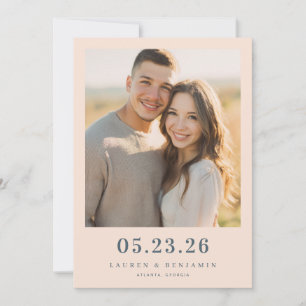 Save The Date Photo Romantique Beige Chaud