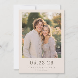 Save The Date Photo Romantique Beige Joyeux