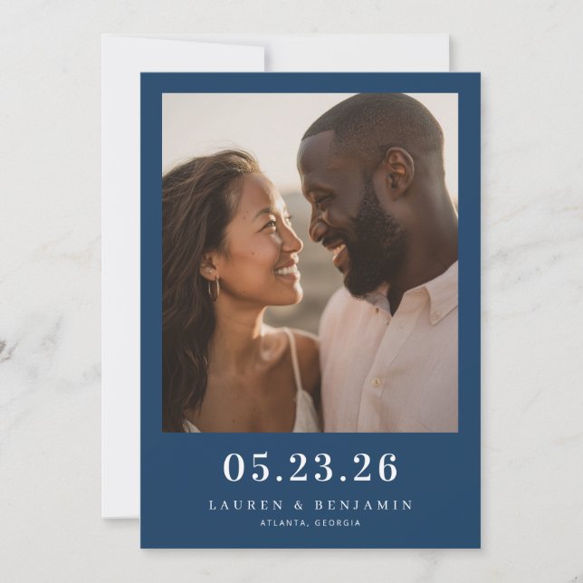 Save The Date Photo romantique de la marine joyeuse (Devant)