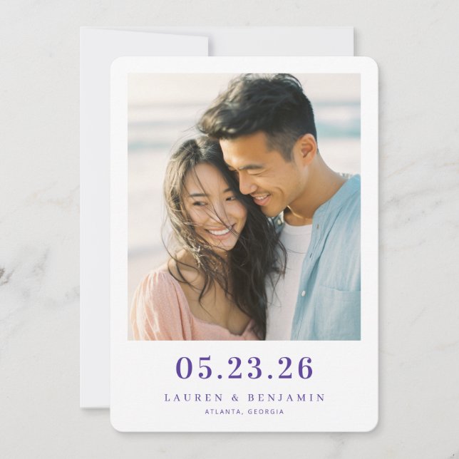 Save The Date Photo Romantique Pastel Joyeux (Devant)