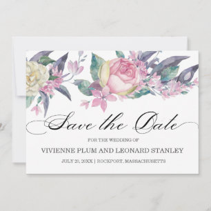 Save The Date Photo Rose Rose Rose Rose Floral Enregistrer la da