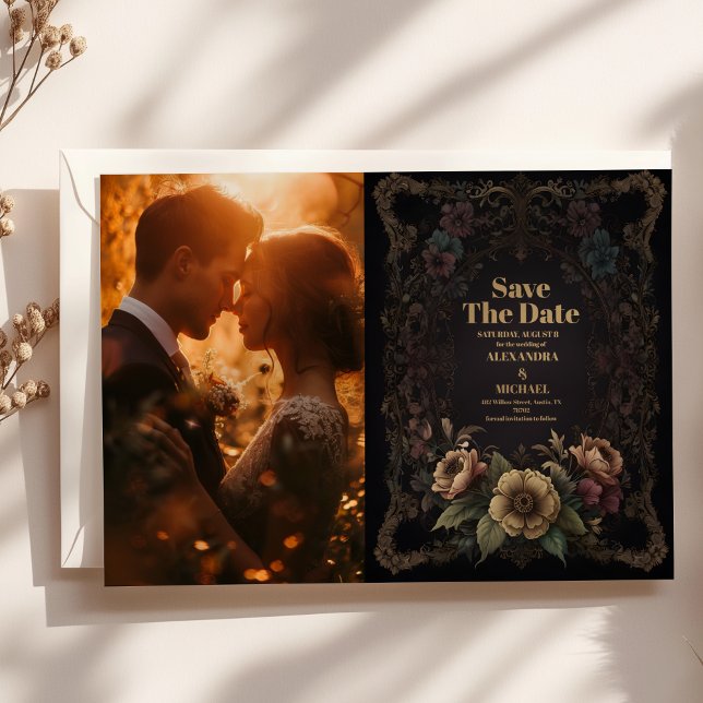 Save The Date Photo Royal Victorian Gothic Floral Mariage (Créateur téléchargé)