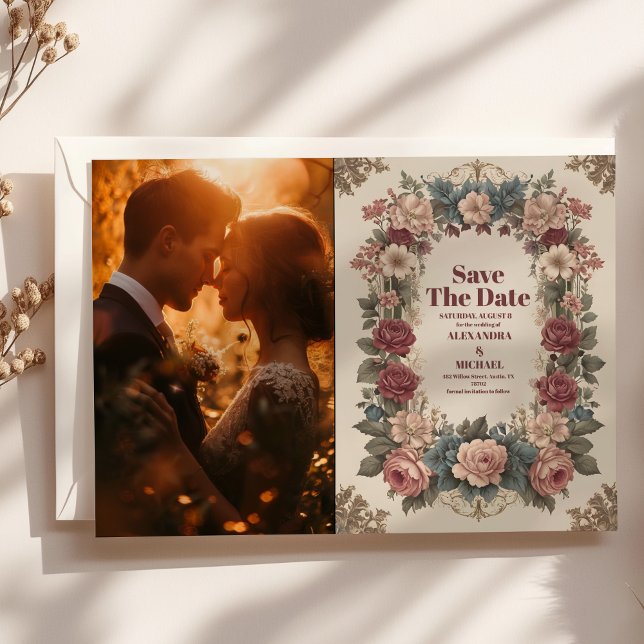 Save The Date Photo Royal Victorian Whimsical Floral Mariage (Créateur téléchargé)