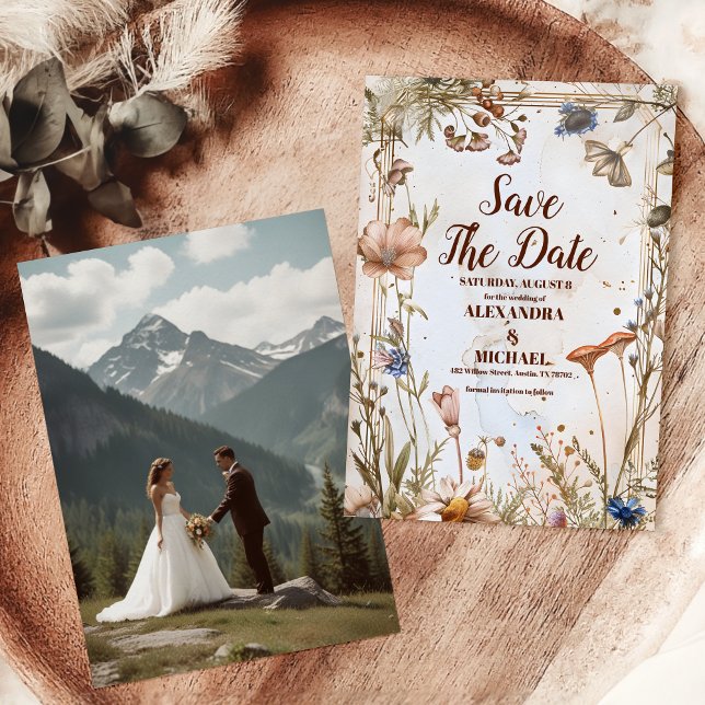 Save The Date Photo Russe Aquarelle Mariage de bois (Créateur téléchargé)