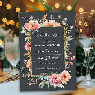 Save The Date Photo Rustic Floral Gold Frame Enregistrer la cart