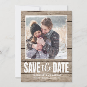 Save The Date Photo rustique Enregistrer la date Bois clair
