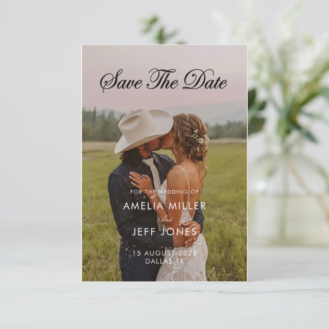 Save The Date photo rustique minimal simple moderne cowboy enreg (Debout devant)
