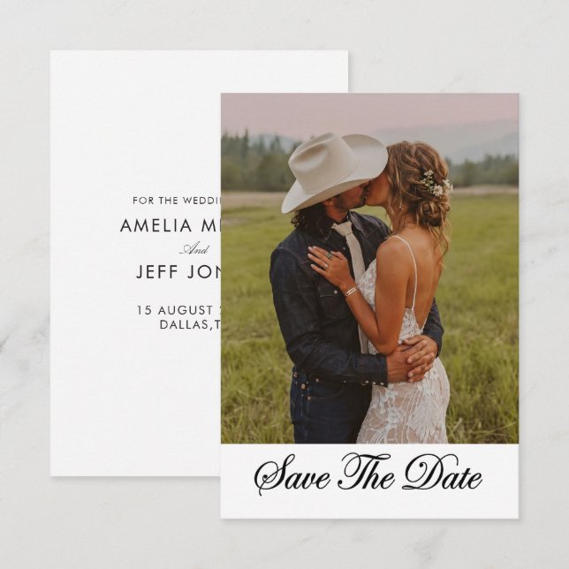 Save The Date photo rustique minimal simple moderne élégant sauv (Devant / Derrière)