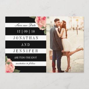 Save The Date Photo Sauvez la date avec des bandes noires et bla