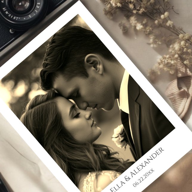 Save The Date Photo Sépia Vintage (Vintage Style Sepia Photo Overlay Save The Date)