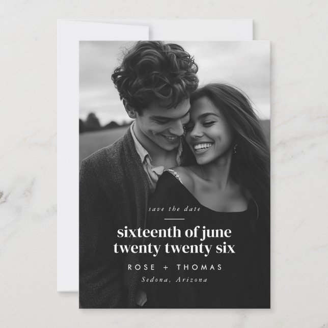 Save The Date Photo Serif Script Enregistrer la Date (Devant)