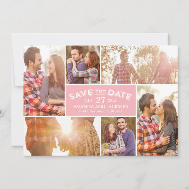Save The Date Photo Showcase Enregistrer La Date - Rose (Devant)