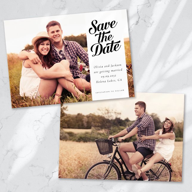 Save The Date Photo simple de typographie rétro (Créateur téléchargé)