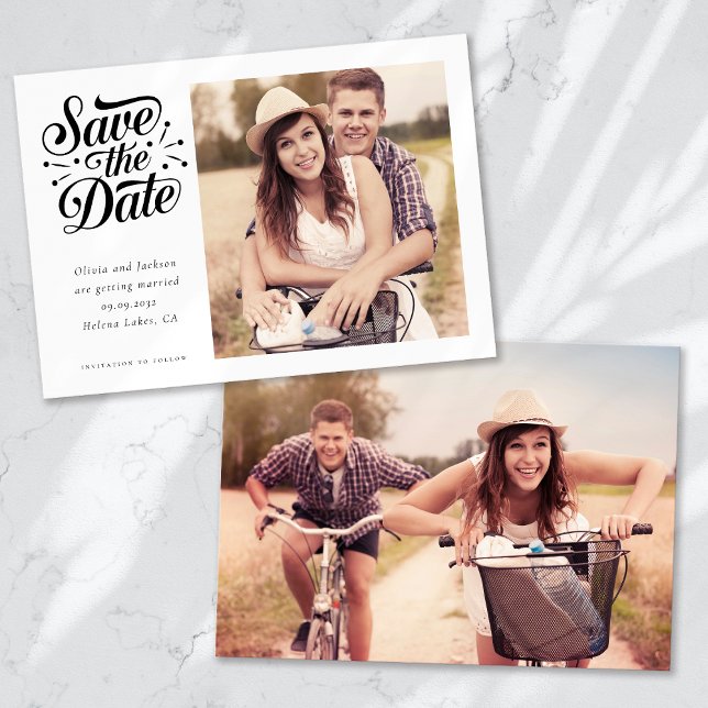 Save The Date Photo simple de typographie rétro (Créateur téléchargé)